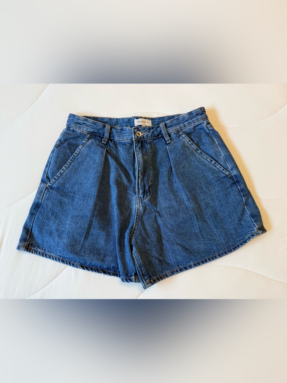 High-Rise Blue Denim Jean Shorts for Women